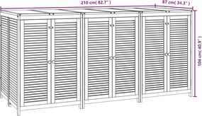 vidaXL tömör akácfa kerti tárolóláda 210 x 87 x 104 cm