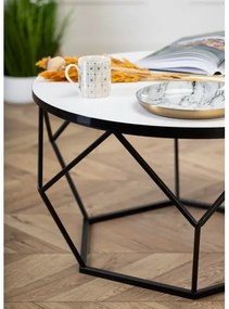 Kávésasztal DIAMOND 40x70 cm fehér/fekete