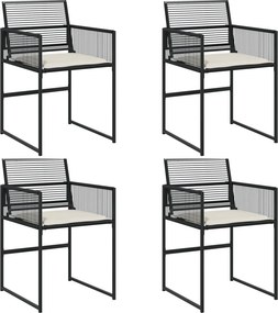 vidaXL 4 db fekete polyrattan kerti szék párnával