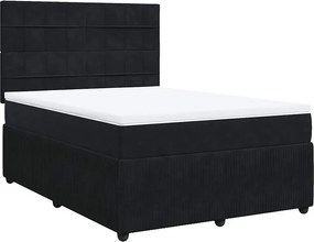 vidaXL fekete bársony rugós ágy matraccal 140 x 190 cm