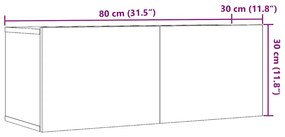 2 db antik fa színű falra szerelhető TV-szekrény 80 x 30 x 30cm