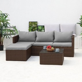 Avenberg CALYPSO Rattan sarokgarnitúra - sötétbarna/szürke