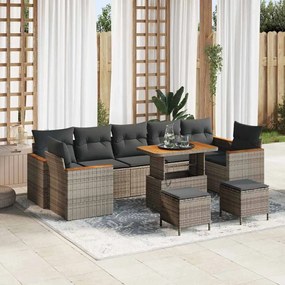 Kerti Kanapé Szett 10 pcs Szürke 90 x 55 x 71 cm Poli rattan