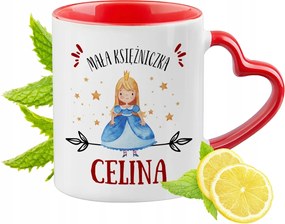 Piros bögre szív alakú füllel Celina Ajándék