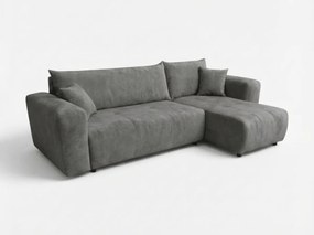 Sötétszürke kihúzható sarokkanapé SORELA, kétoldalas + 2 párna AJÁNDÉK