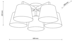 Brilagi - Felületre szerelhető csillár LATTE SABIA 5xE27/15W/230V fenyő/krémszínű