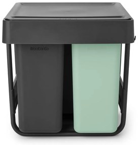 Mentazöld-sötétszürke műanyag szelektív-érintésre nyíló szemetes 40 l Sort&amp;Go – Brabantia