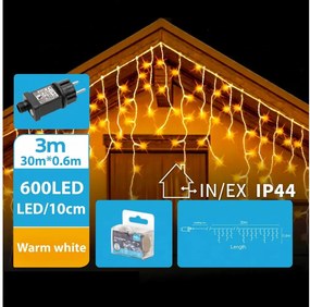 BRILAGI - LED kültéri karácsonyi fényfüzér 600xLED/6W/8 funkciós 33x0,6m IP44 meleg fehér