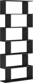 HOMCOM S alakú Könyvespolc 6 Polccal 80x24x191 cm Fekete | Aosom