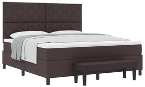 vidaXL Box Spring ágy matraccal és paddal sötétbarna 180x200 cm szövet