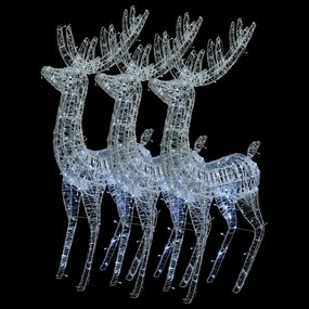 3 db hideg fehér XXL akril karácsonyi rénszarvas 250 LED 180 cm