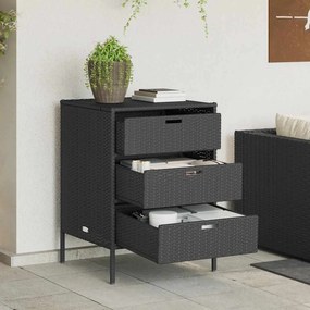 vidaXL fekete polyrattan kerti tárolószekrény 55 x 59 x 80 cm