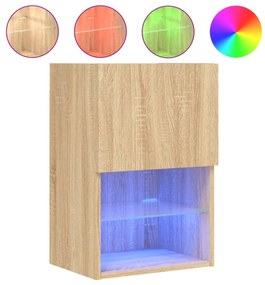 sonoma tölgy színű TV-szekrény LED-lámpákkal 40,5x30x60 cm