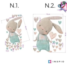 INSPIO Öntapadós falmatrica gyerekszobába - Akvarell nyuszi szívecskével
