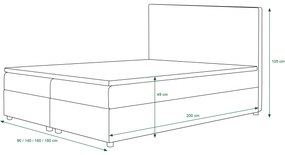 Franciaágy  Boxspring 140 cm Skonto Comfort (sötétszürke + kötött minta) (matraccal és tárolóhellyel). 1056312