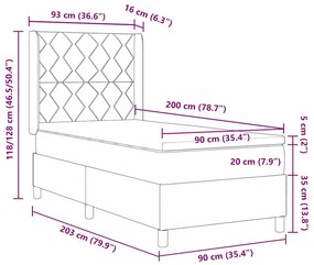 Box Spring ágy matracmal Világosszürke 90 x 200 cm szövet