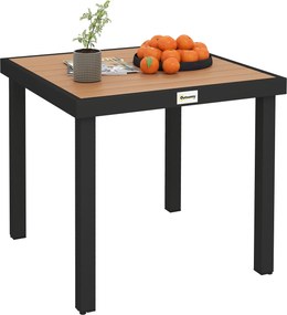 Outsunny Műanyag Kerti Asztal 78 x 78 x 74 cm Időjárásálló Alumínium Keret, Büfé Asztal, Kemping Asztal 4 Fő Részére, Balkon Asztal, Terasz Asztal Kül