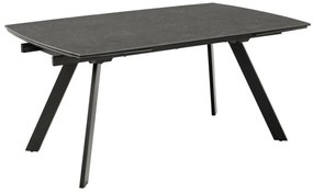 Asztal Oakland 891Fekete, 75x97x160cm, Hosszabbíthatóság, Edzett üveg, Kerámia, Fém