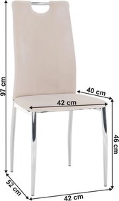 Étkezőszék, bézs Dulux Velvet szövet/króm, OLIVA NEW
