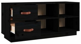 fekete tömör fenyőfa cipőtároló pad 100 x 34 x 45 cm