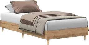 vidaXL kézműves tölgy szerelt fa ágykeret matrac nélkül 90x200 cm
