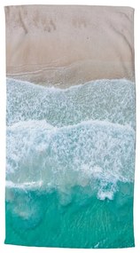 Bézs-türkiz strandtörölköző 100x180 cm – Good Morning