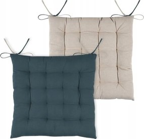 Duo székpárna 40x40cm kobalt bézs kétoldalas pamut pöttyös