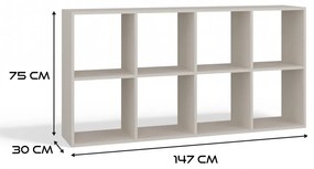 Malax 2x4 polc, 147x75x30 cm, kasmír