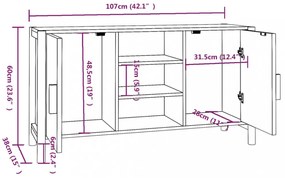 szerelt fa tálalószekrény 107x38x60 cm