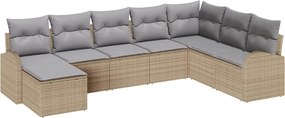 vidaXL Kerti Kanapé Szett párnával 8 pcs Bézs Poli rattan