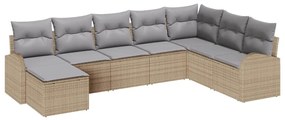 vidaXL Kerti Kanapé Szett párnával 8 pcs Bézs Poli rattan