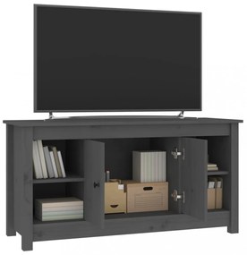 szürke tömör fenyőfa TV-szekrény 103 x 36,5 x 52 cm