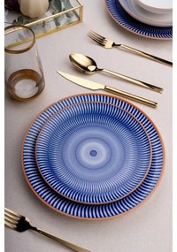 24 darabos étkészlet, kék/narancssárga, porcelán