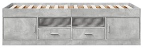 betonszürke kanapéágy fiókkal matrac nélkül 90x200 cm