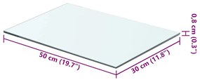 2 db átlátszó üveg paneles polc 50 x 30 cm