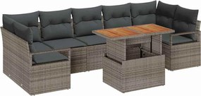 vidaXL Kerti Kanapé Szett tárolóval 8 pcs Szürke Poli rattan