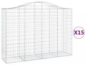 15 db íves horganyzott vas gabion kosár 200x50x140/160 cm