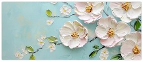 Kép - Virágok kék háttéren (120x50 cm)
