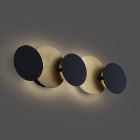 Modern Wall Lamp Black with Gold incl. LED 3-Step Dimmable 5-Light - Sunrise 3