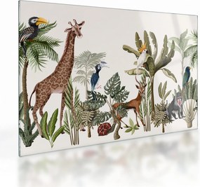 Üveg kép - Állatokkal teli dzsungel (70x50 cm)