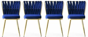 Kusakli Navy Blue and Gold étkezőszék szett, 4 db