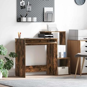 Asztal polcokkal Füstölt tölgy 106 x 40 x 88,5 cm Faanyag