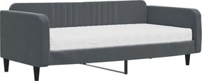vidaXL sötétszürke bársony heverő matraccal 100 x 200 cm