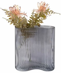 Váza, füstüveg, H20cm