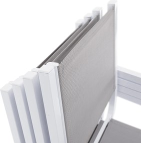 Kerti rakásolható szék, fehér acél/világosszürke, DORIO