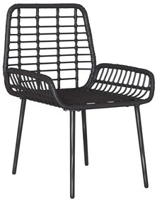 Kert étkező szett 3 pcs Fekete és Antracit Poli rattan és acél