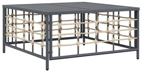 5 részes antracitszürke polyrattan kerti ülőgarnitúra párnákkal