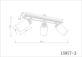 Globo 15977-3 Mennyezeti lámpa, barna fa, matt fehér fém, krómozott fém, matt fehér üveg, forgatható/dönthető, HxSzxM: 599x103x220mm, 3x E27 60W 230V izzók nélkül