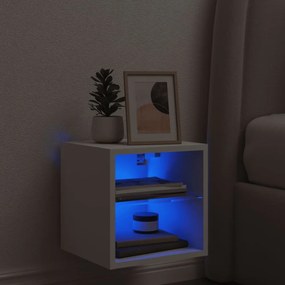 fehér falra szerelhető TV-szekrény LED-lámpákkal 30x28,5x30 cm