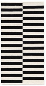 Fekete-fehér kétoldalas kézi szövésű gyapjú szőnyeg 80x150 cm Donna – Hanse Home